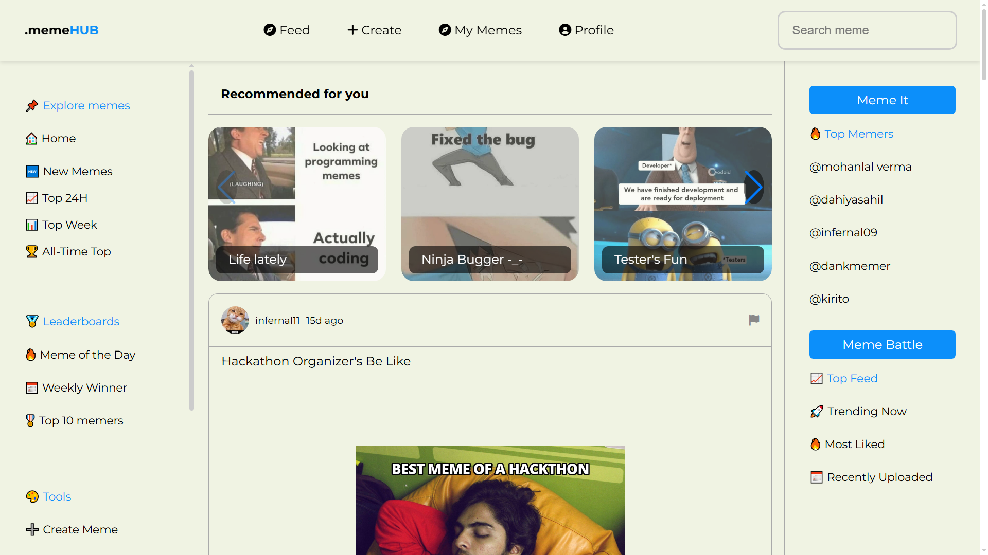 MemeHub - Hackathon Project